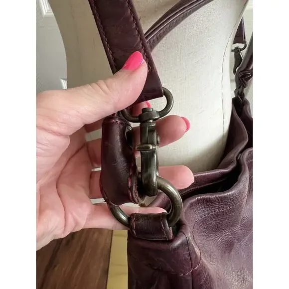 FRYE Melissa Slouchy Burgundy Antique Leather Large Hobo Crossbody Purse Bag - Picture 8 of 14